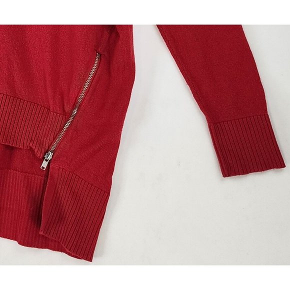 Express Sweater Womens XS Red Y2K Crop High Low Side Zip Dolman Sleeve Pullover - Picture 8 of 10